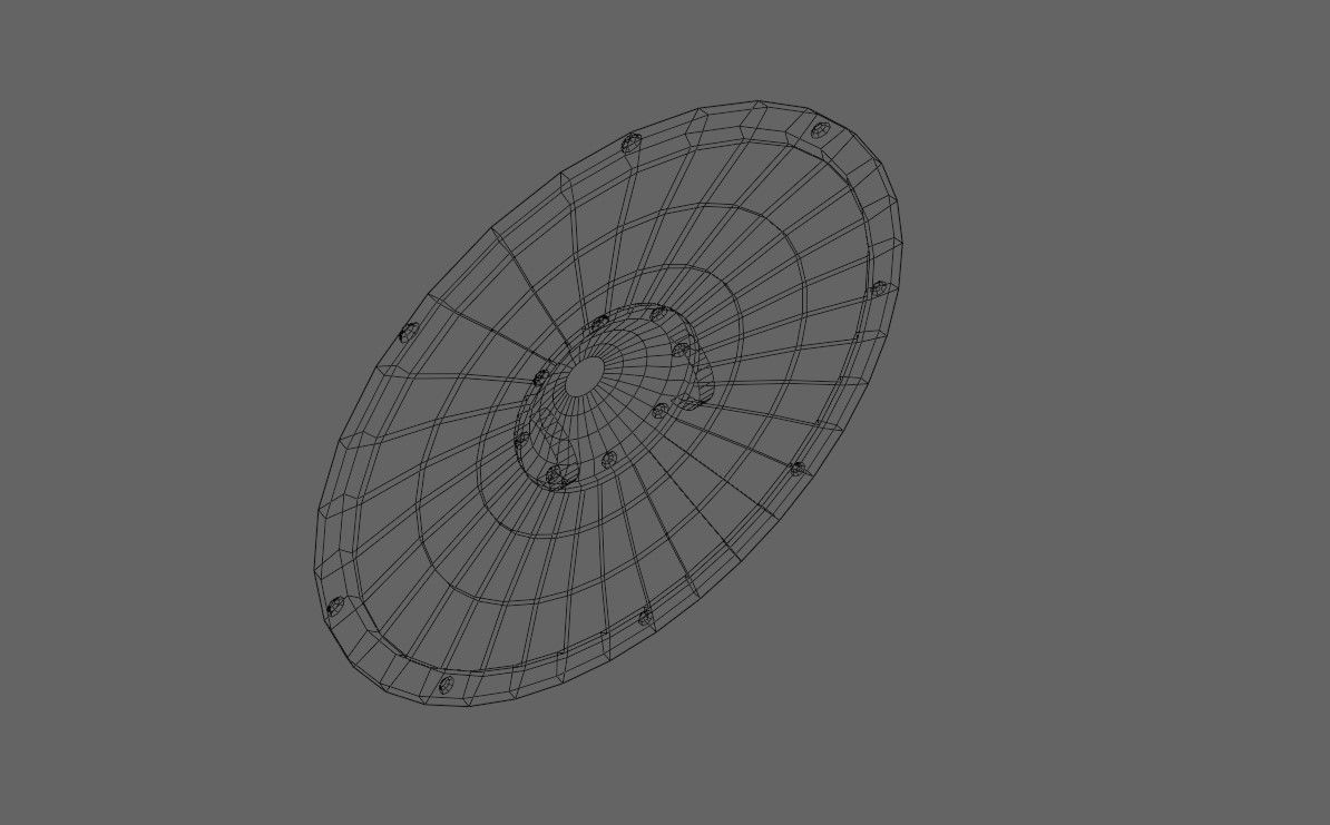 Medieval Wood Shield - Escudo Low-poly 3D model_18