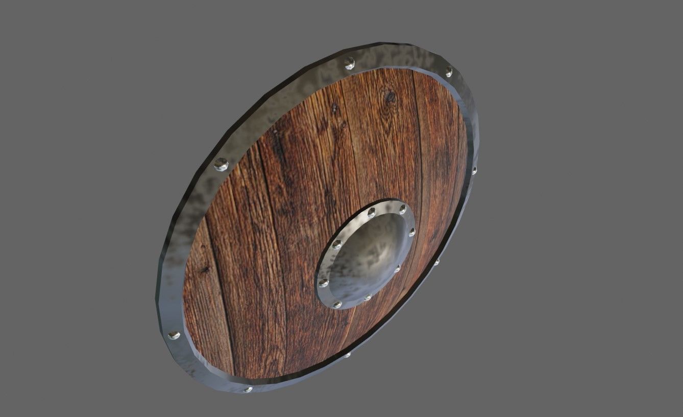 Medieval Wood Shield - Escudo Low-poly 3D model_11