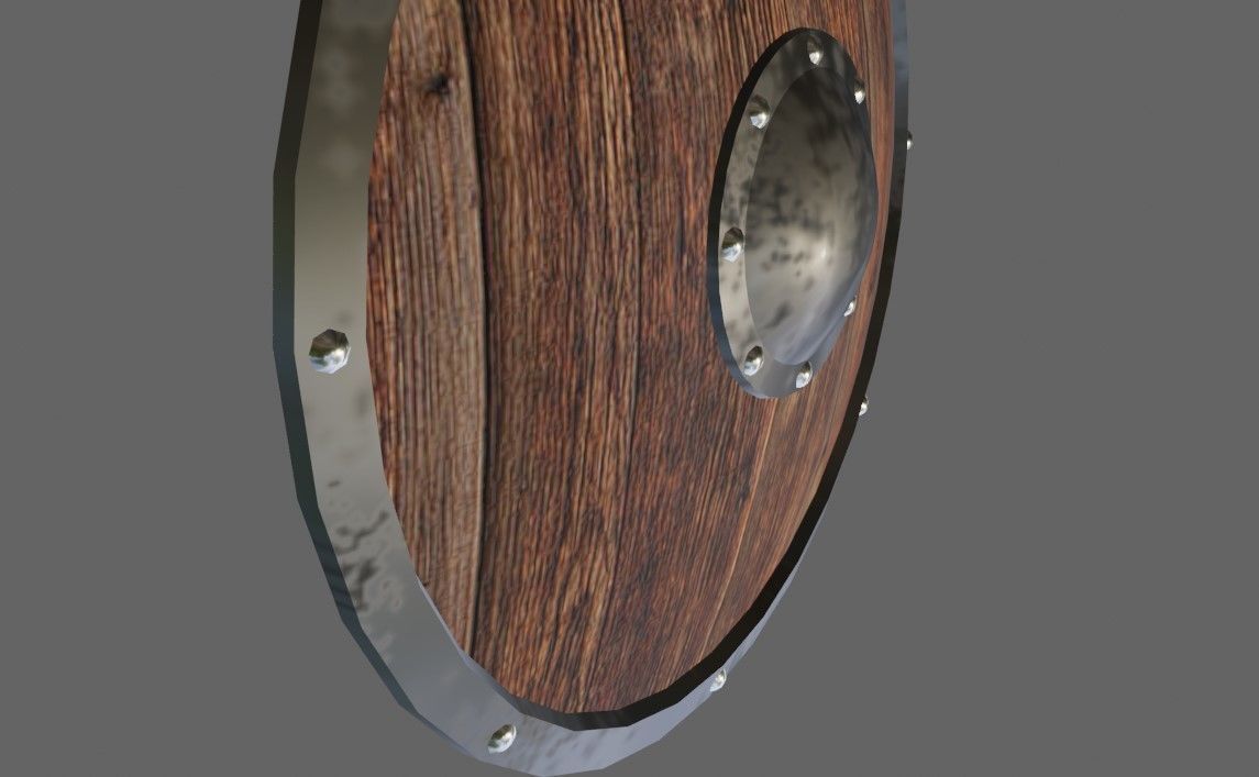 Medieval Wood Shield - Escudo Low-poly 3D model_8
