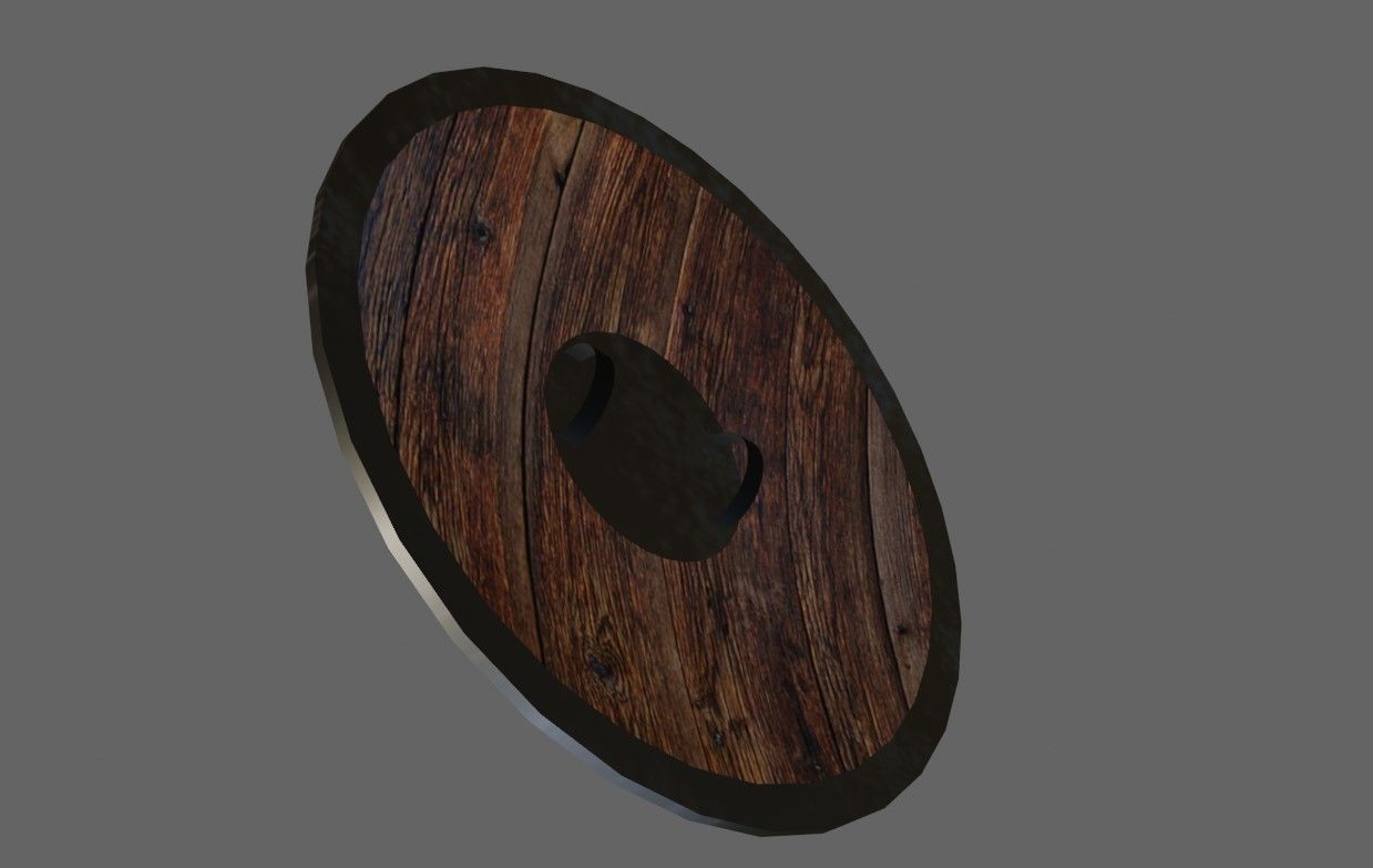 Medieval Wood Shield - Escudo Low-poly 3D model_10