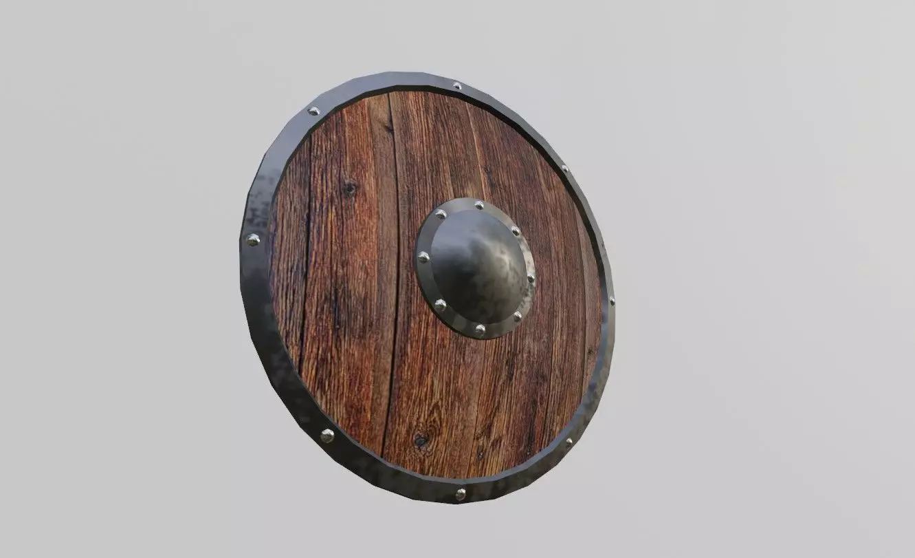 Medieval Wood Shield - Escudo Low-poly 3D model_0