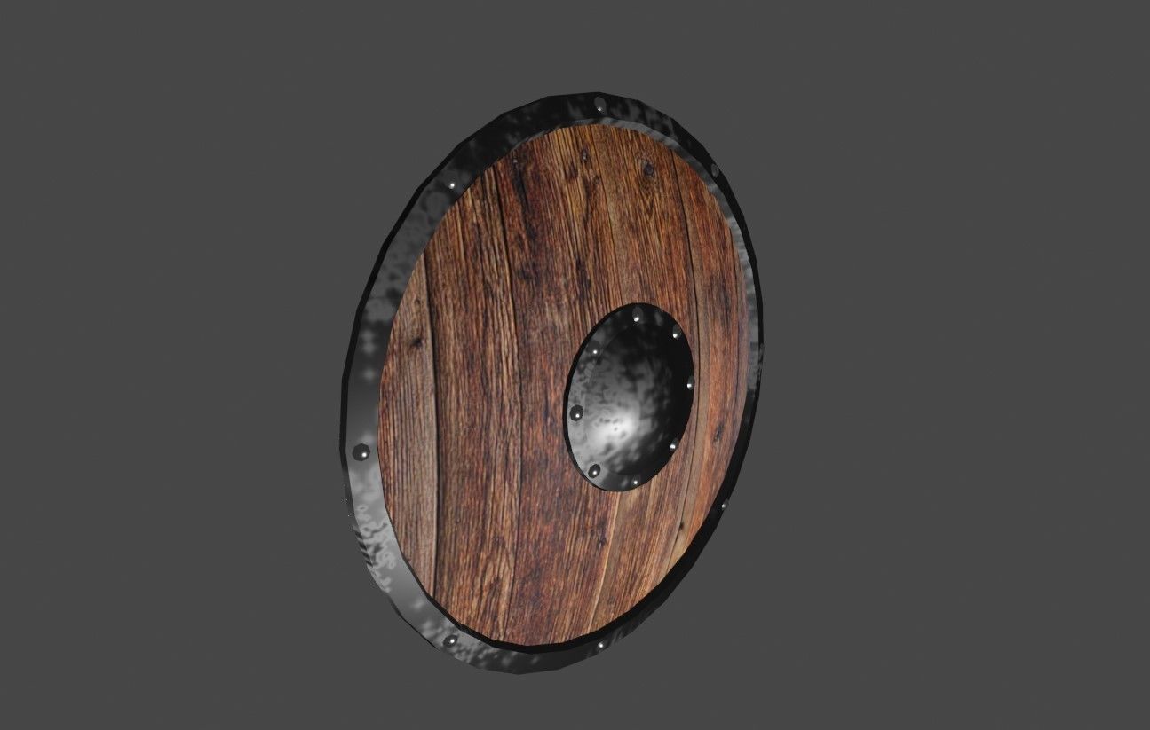 Medieval Wood Shield - Escudo Low-poly 3D model_3