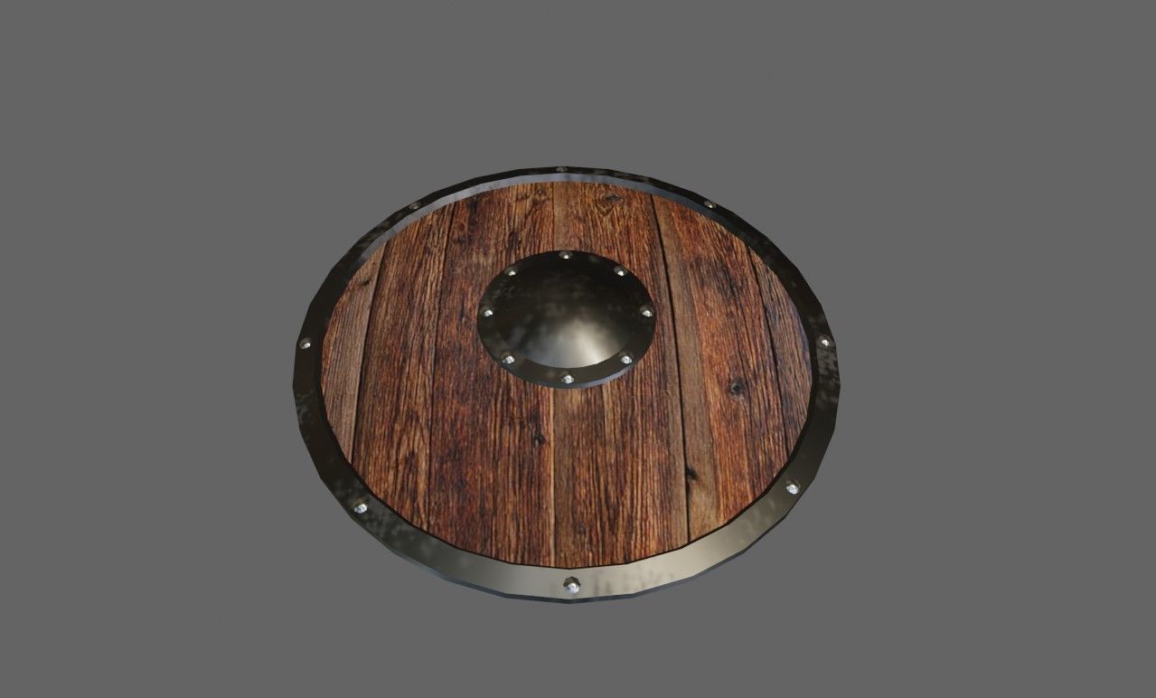 Medieval Wood Shield - Escudo Low-poly 3D model_7