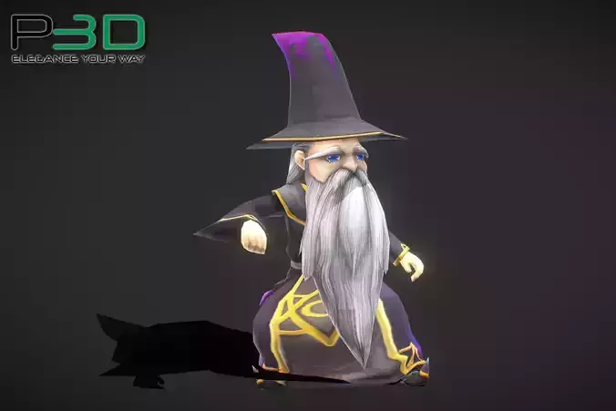 Fantasy RPG Wizard Low-poly 3D model