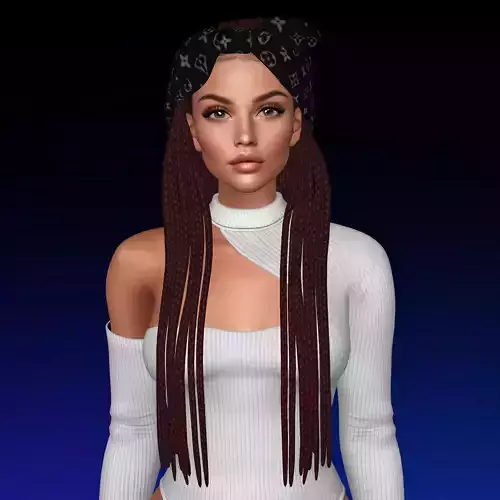 3D Female hairstyle - Emmaua low poly Low-poly 3D model