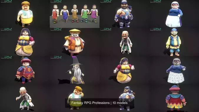 Fantasy RPG Professions 3D Model Collection