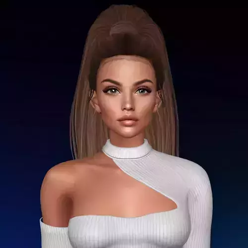 3D Female hairstyle - Makena low poly