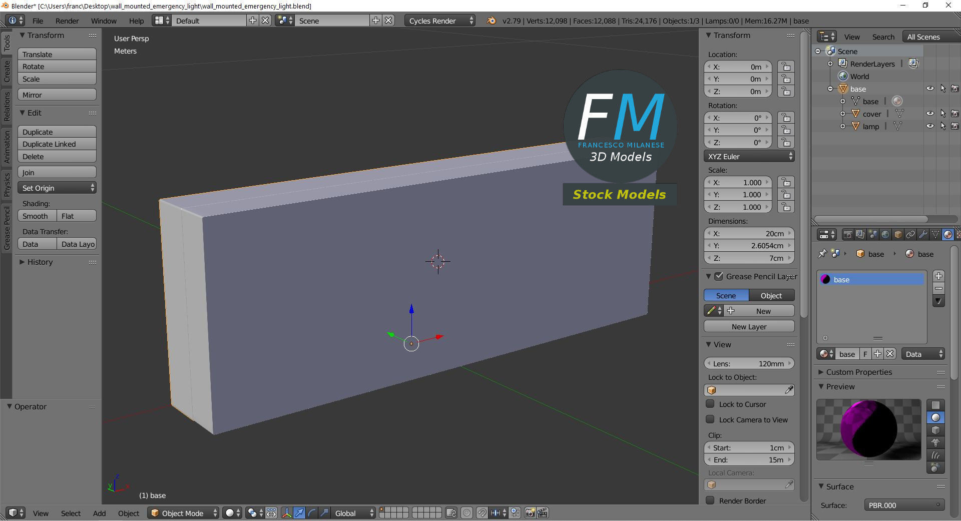 Wall mounted emergency light 3D model_9