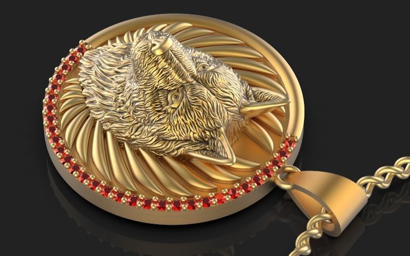  Wolf pendant Silver Gold  Print 3D print model_2