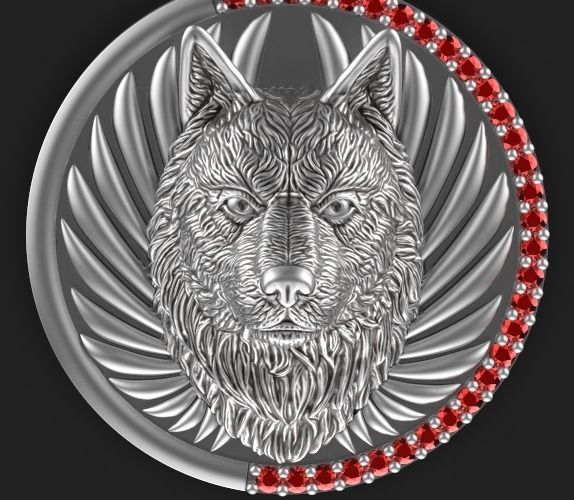  Wolf pendant Silver Gold  Print 3D print model_3
