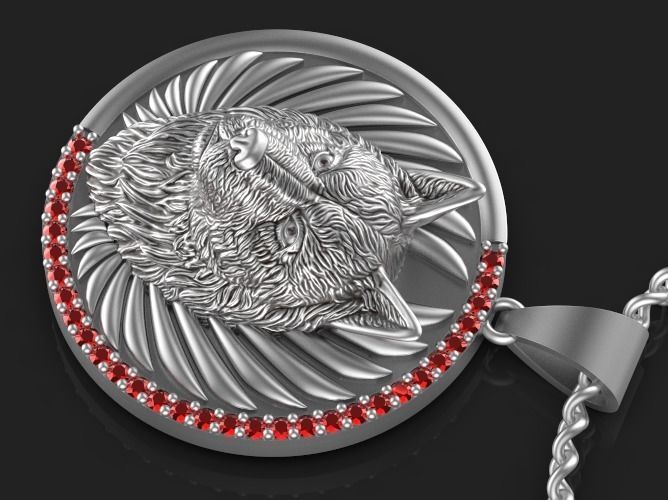  Wolf pendant Silver Gold  Print 3D print model_7