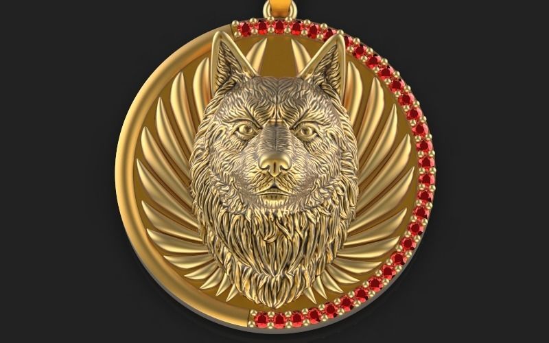  Wolf pendant Silver Gold  Print 3D print model_1