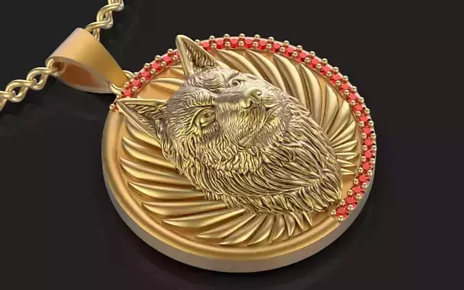  Wolf pendant Silver Gold  Print