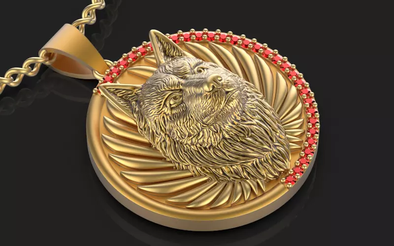  Wolf pendant Silver Gold  Print 3D print model_0