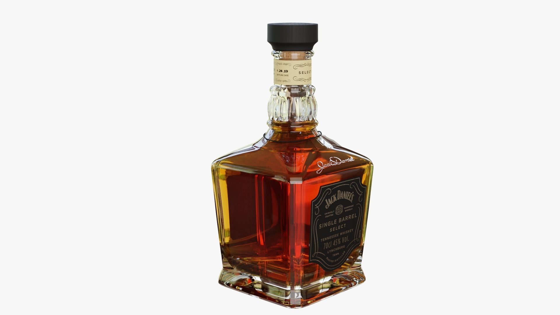 Jack Daniels Single Barrel Full Bottle 3D model_2
