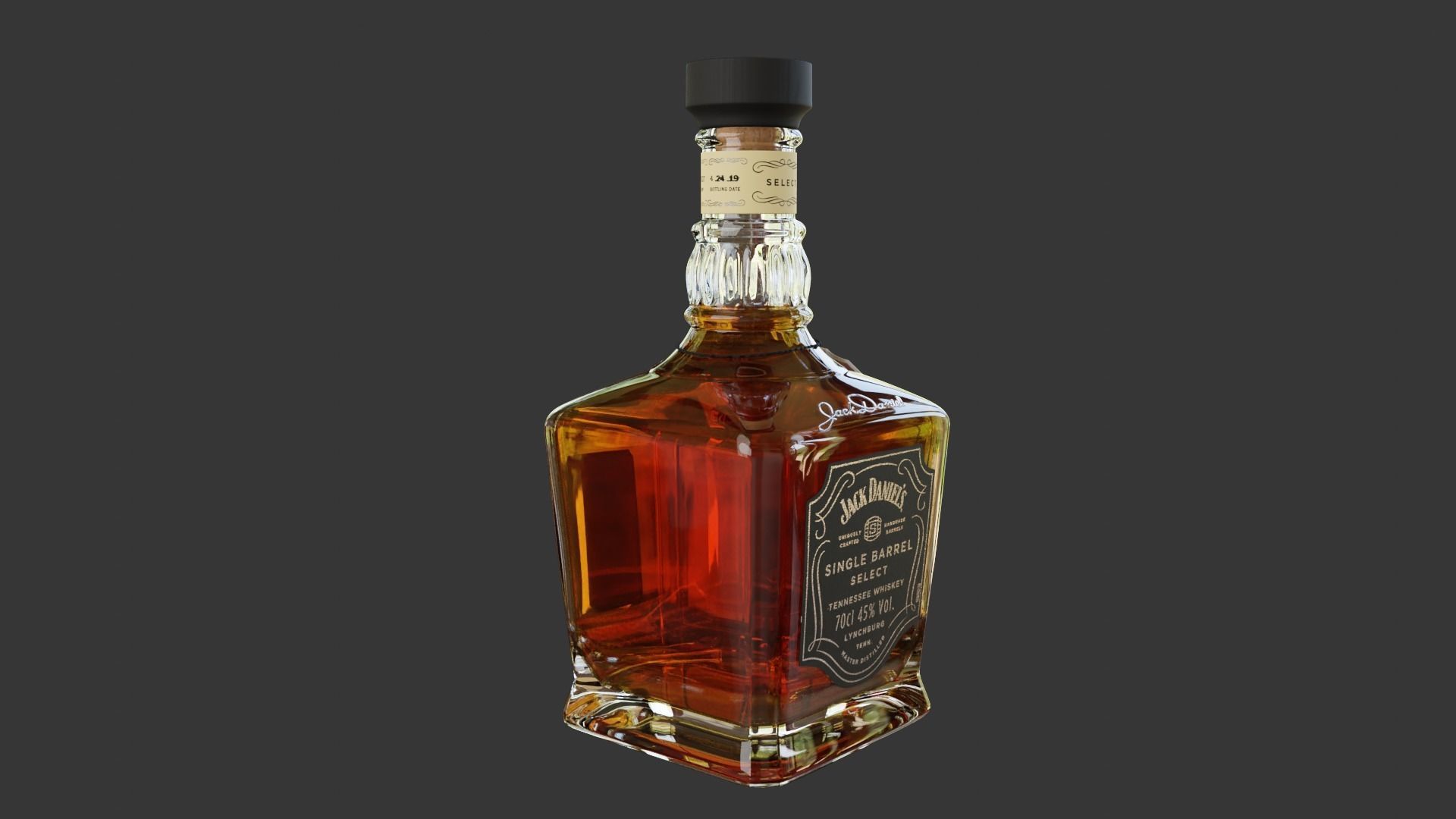 Jack Daniels Single Barrel Full Bottle 3D model_10