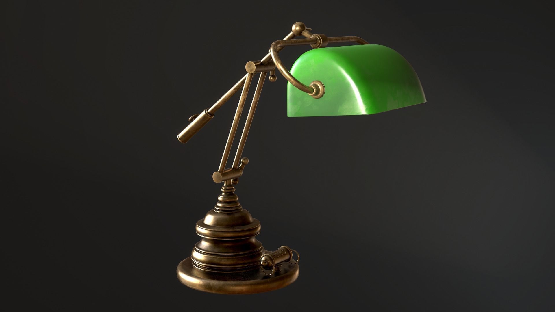Classic Green Table Banker Lamp Low-poly 3D model_52