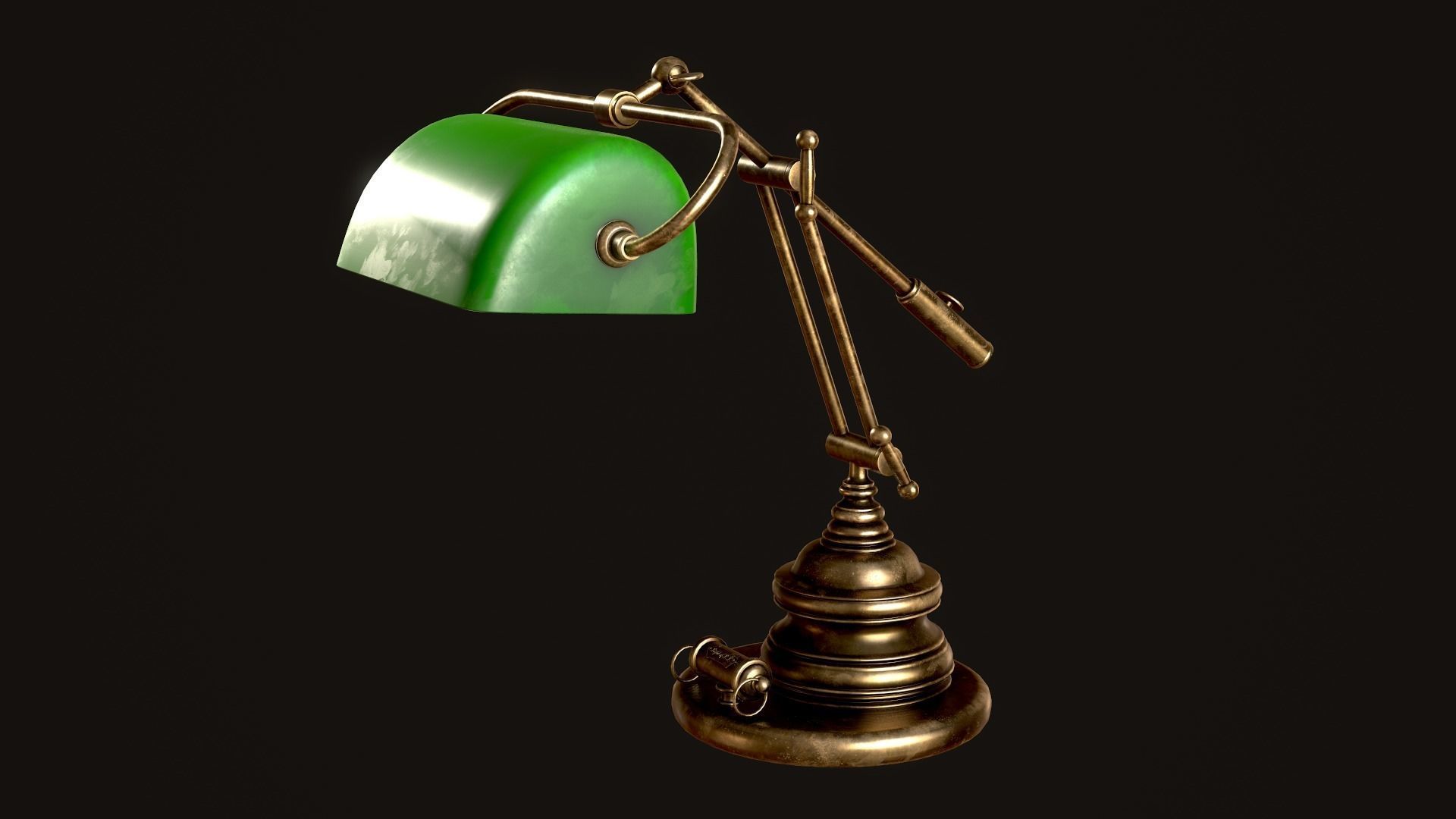 Classic Green Table Banker Lamp Low-poly 3D model_45