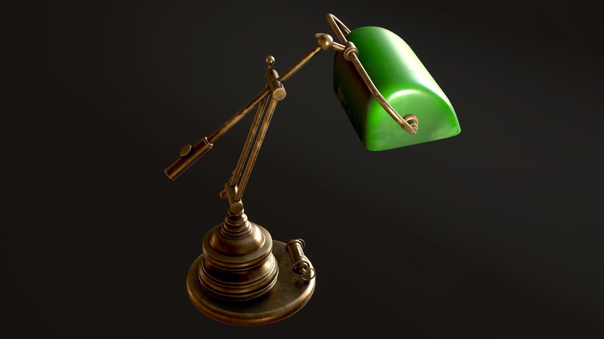 Classic Green Table Banker Lamp Low-poly 3D model_54