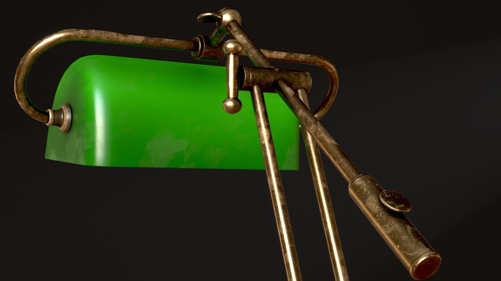 Classic Green Table Banker Lamp Low-poly 3D model_59
