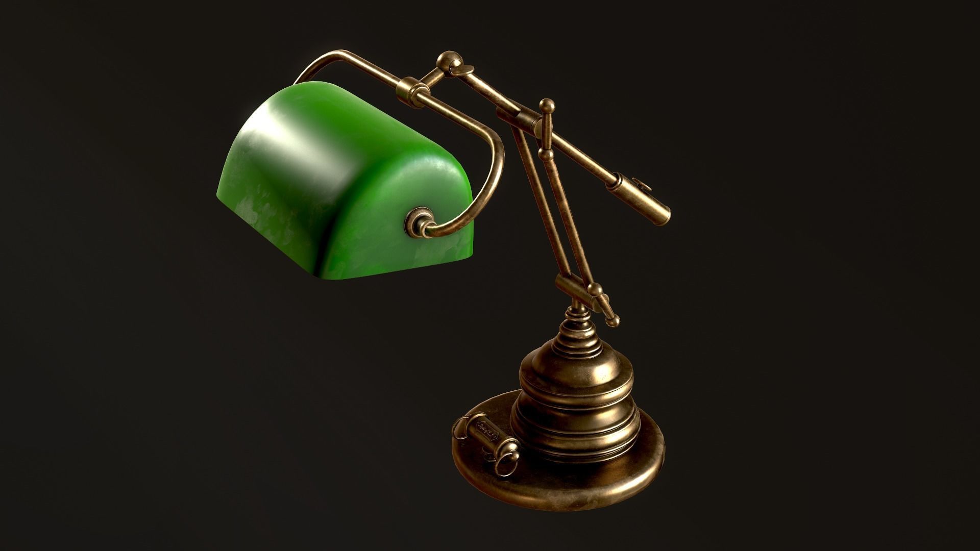 Classic Green Table Banker Lamp Low-poly 3D model_50