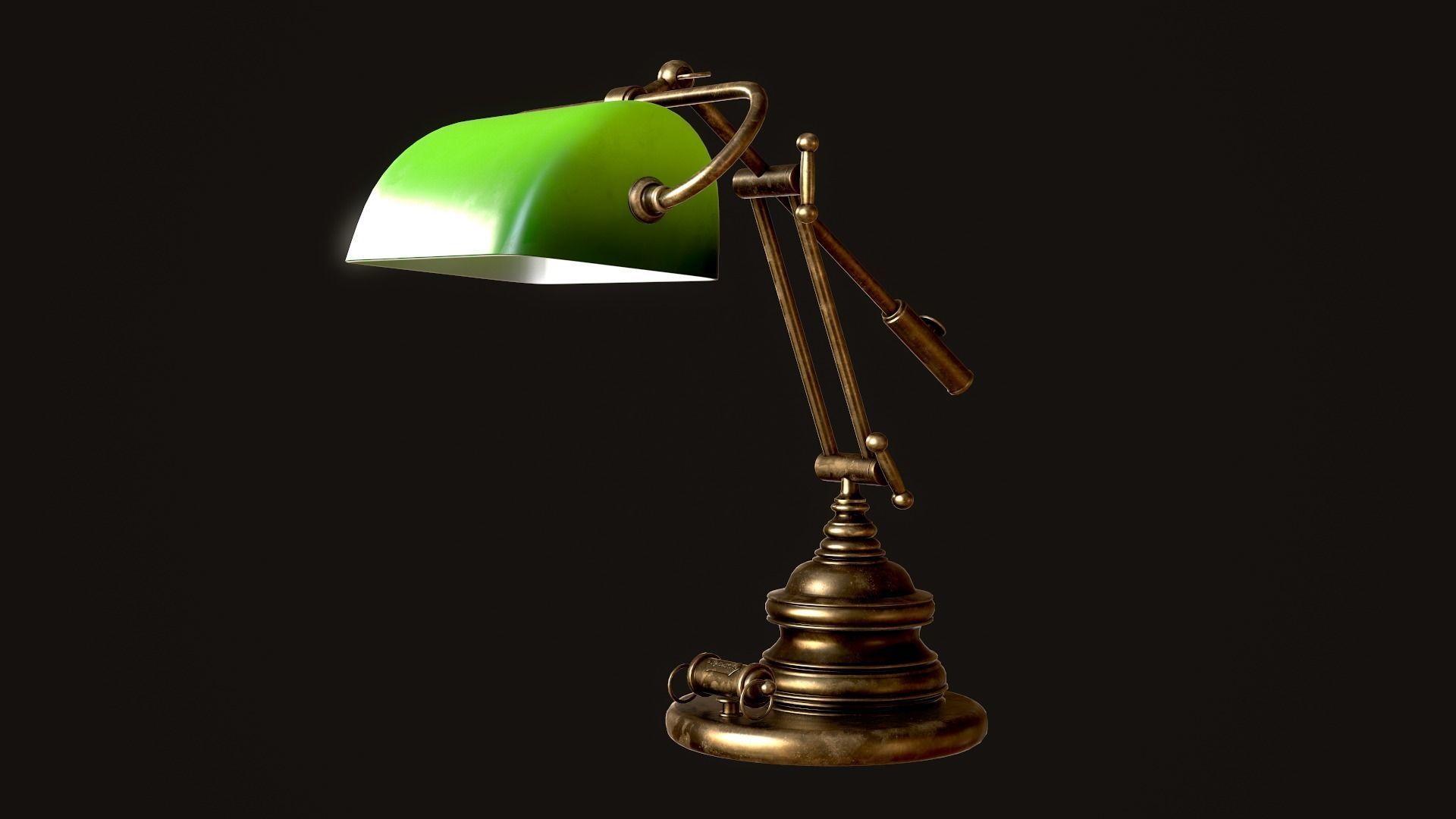 Classic Green Table Banker Lamp Low-poly 3D model_47