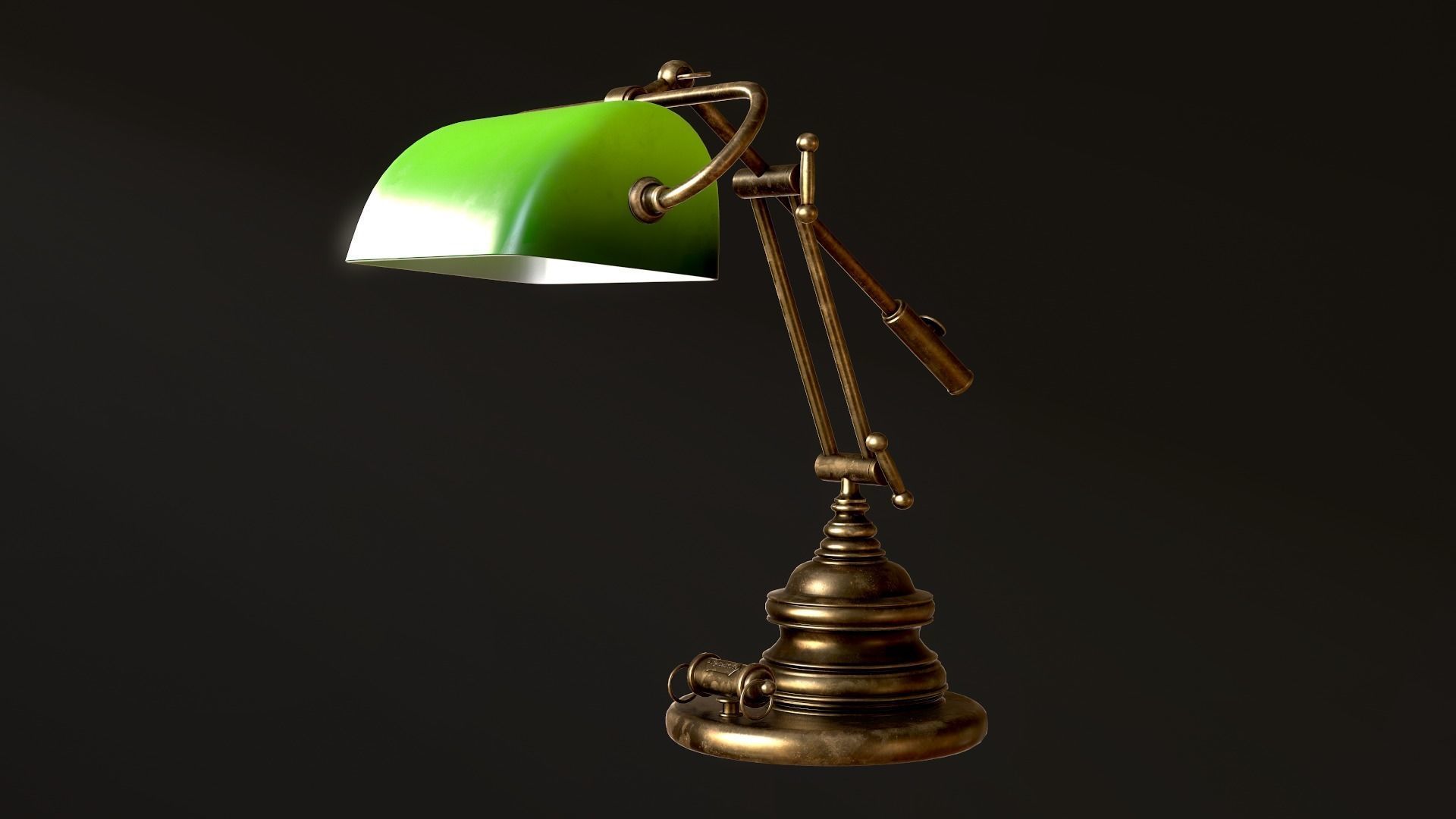 Classic Green Table Banker Lamp Low-poly 3D model_48