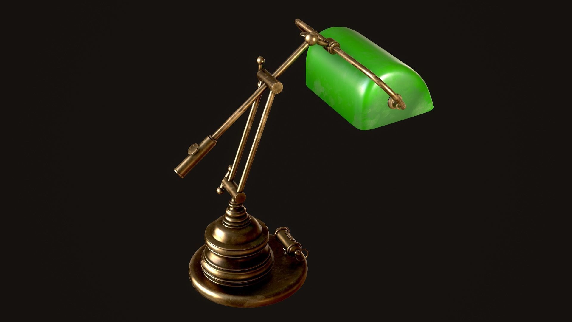 Classic Green Table Banker Lamp Low-poly 3D model_44