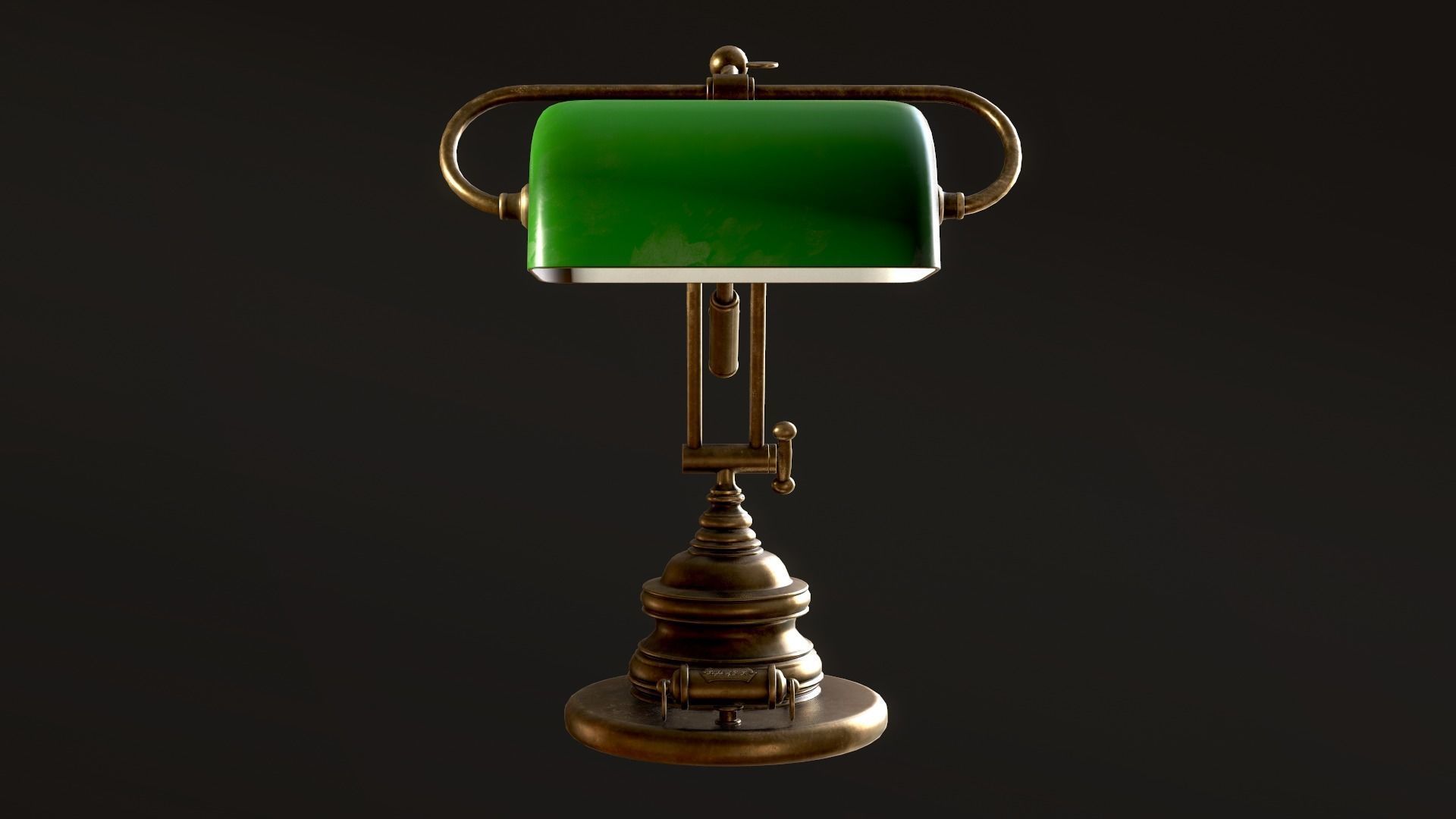 Classic Green Table Banker Lamp Low-poly 3D model_51