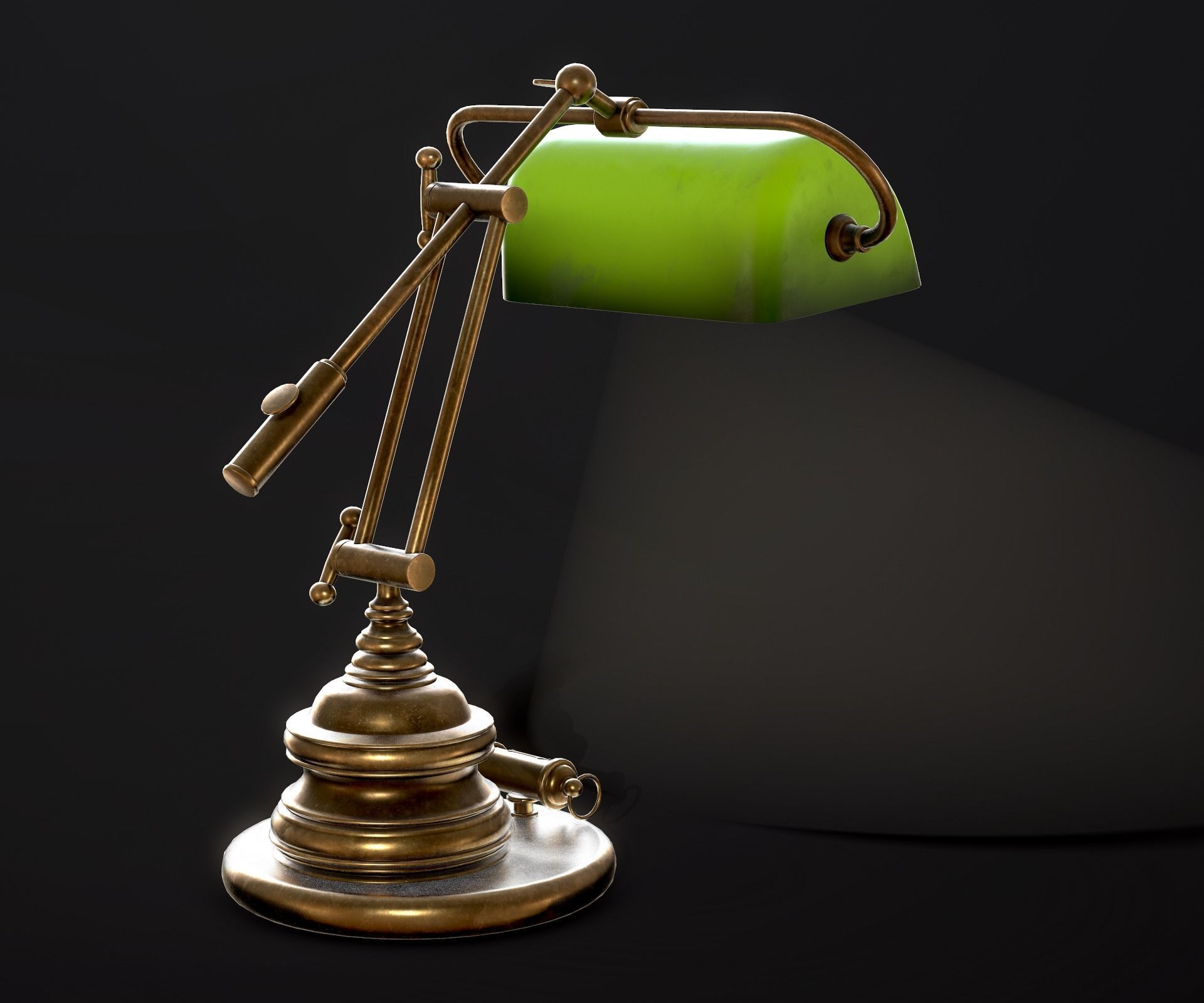 Classic Green Table Banker Lamp Low-poly 3D model_20