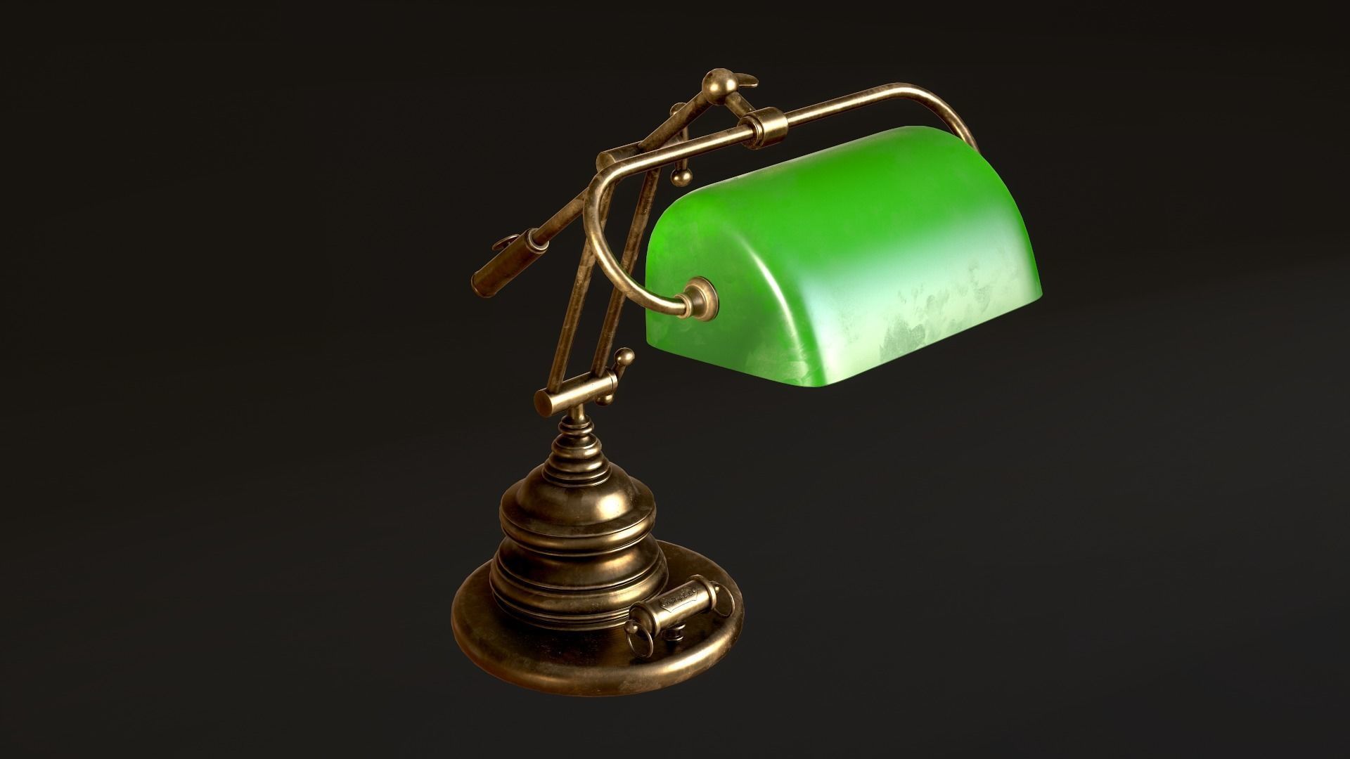 Classic Green Table Banker Lamp Low-poly 3D model_53