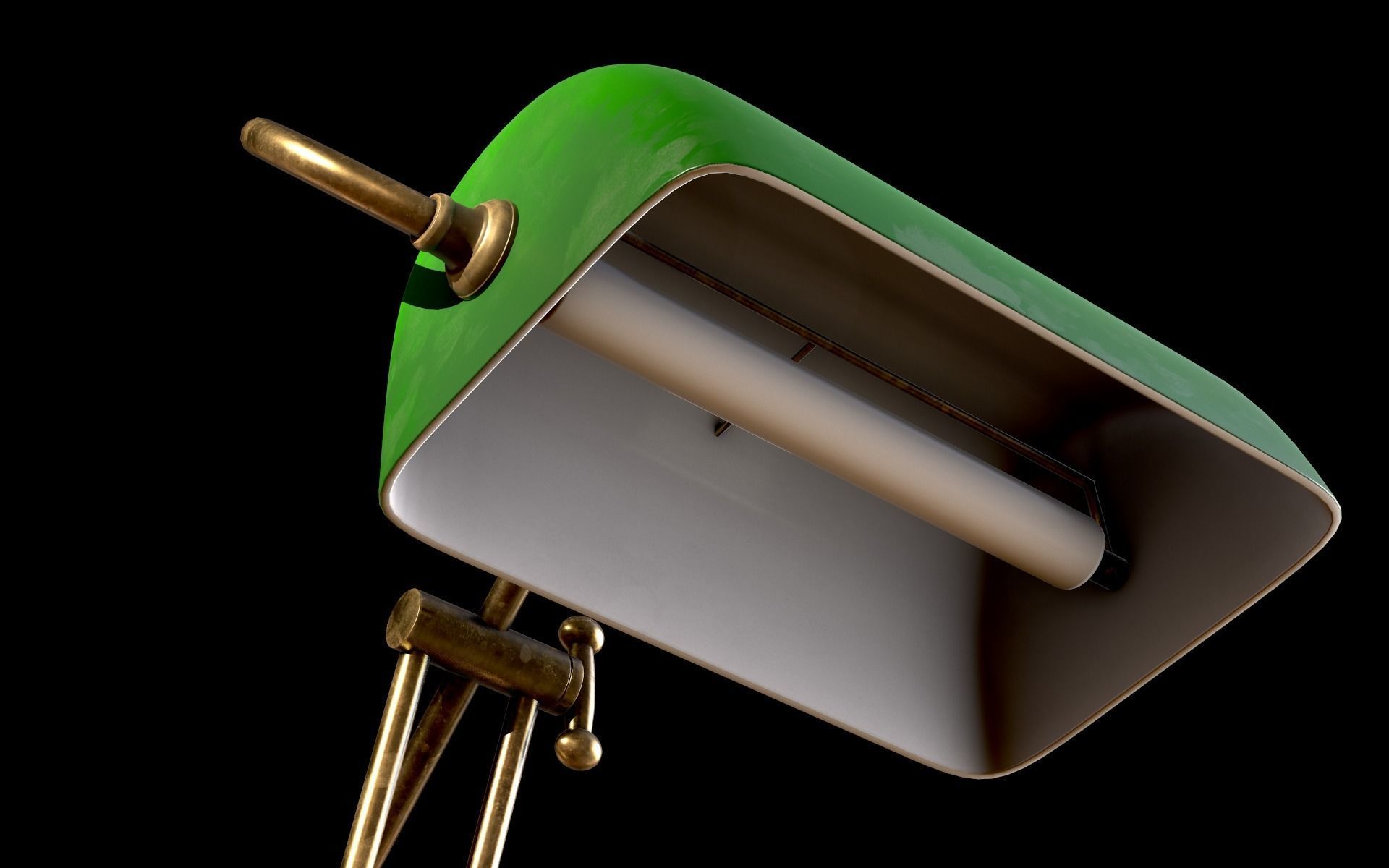 Classic Green Table Banker Lamp Low-poly 3D model_30