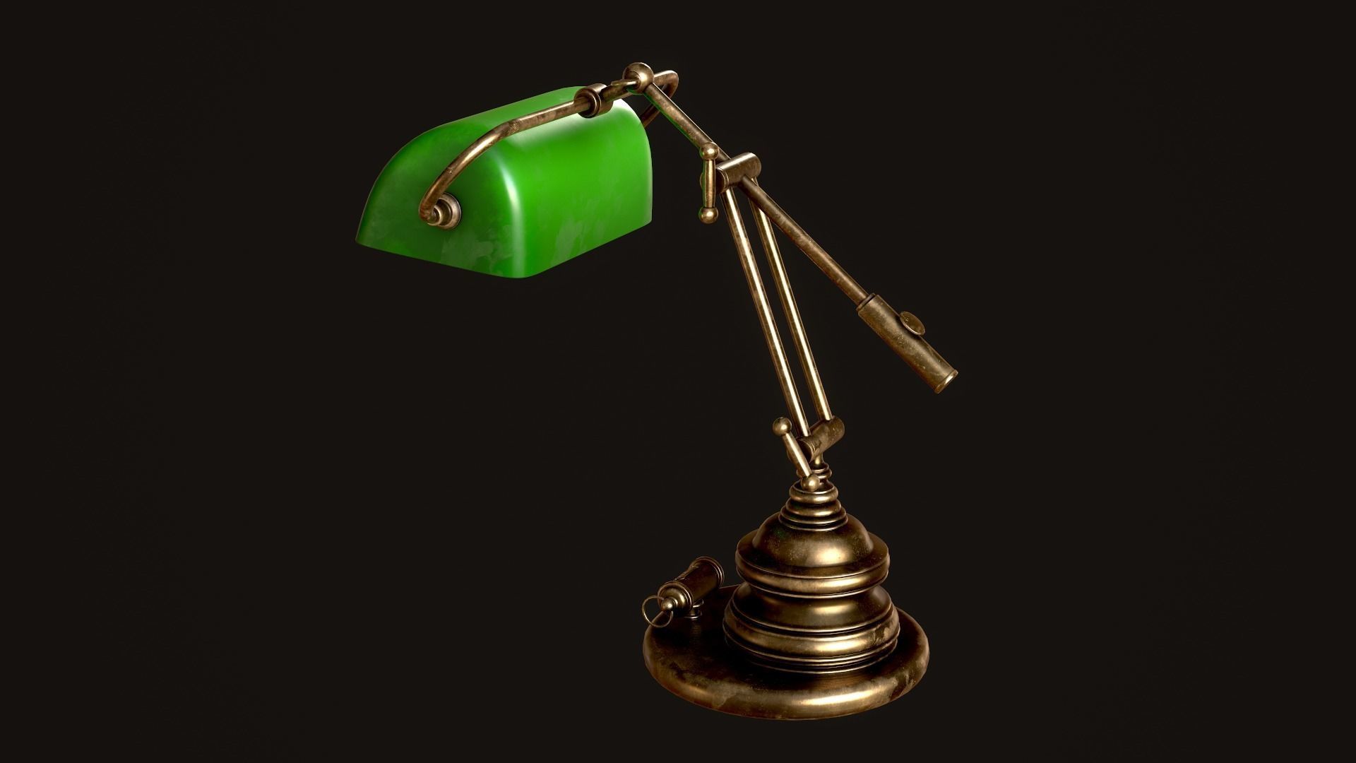 Classic Green Table Banker Lamp Low-poly 3D model_43