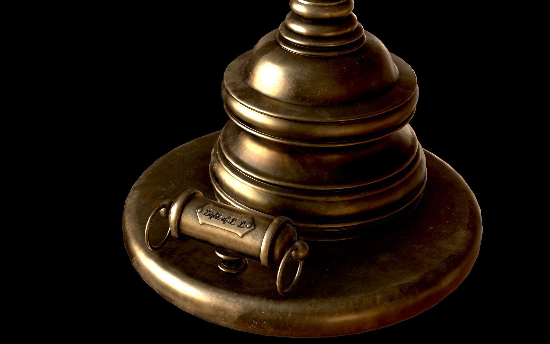 Classic Green Table Banker Lamp Low-poly 3D model_36