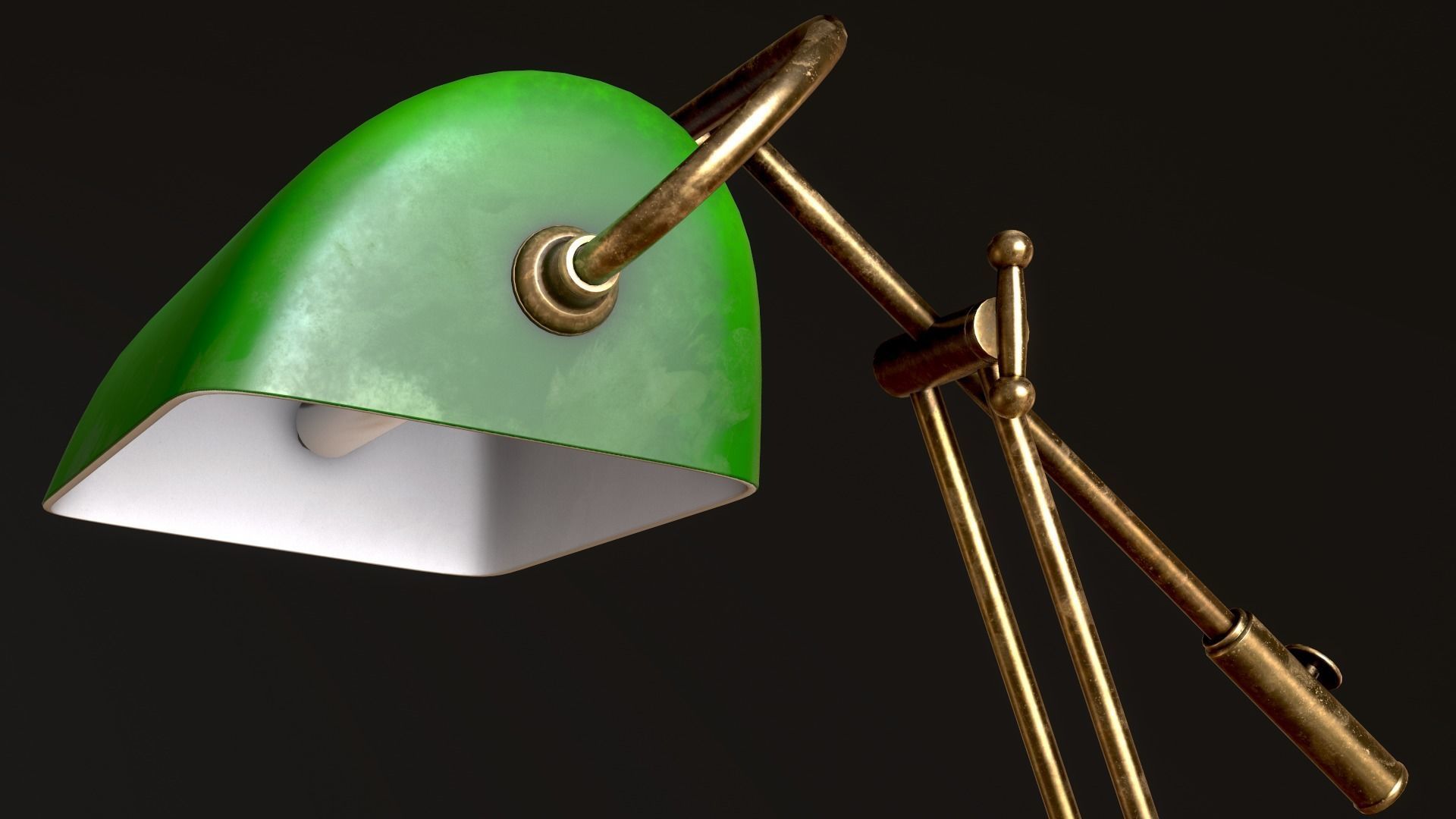 Classic Green Table Banker Lamp Low-poly 3D model_58