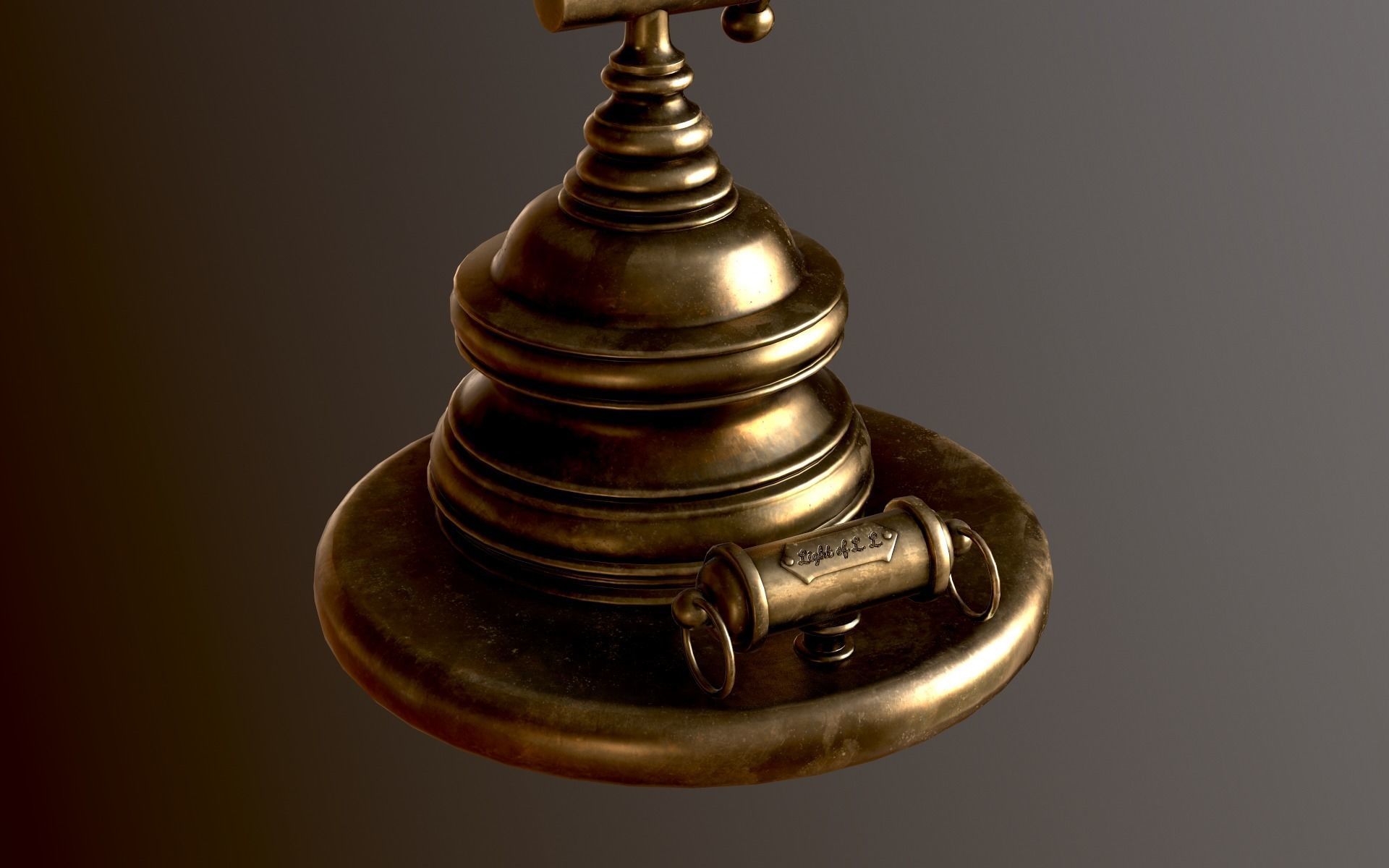 Classic Green Table Banker Lamp Low-poly 3D model_33