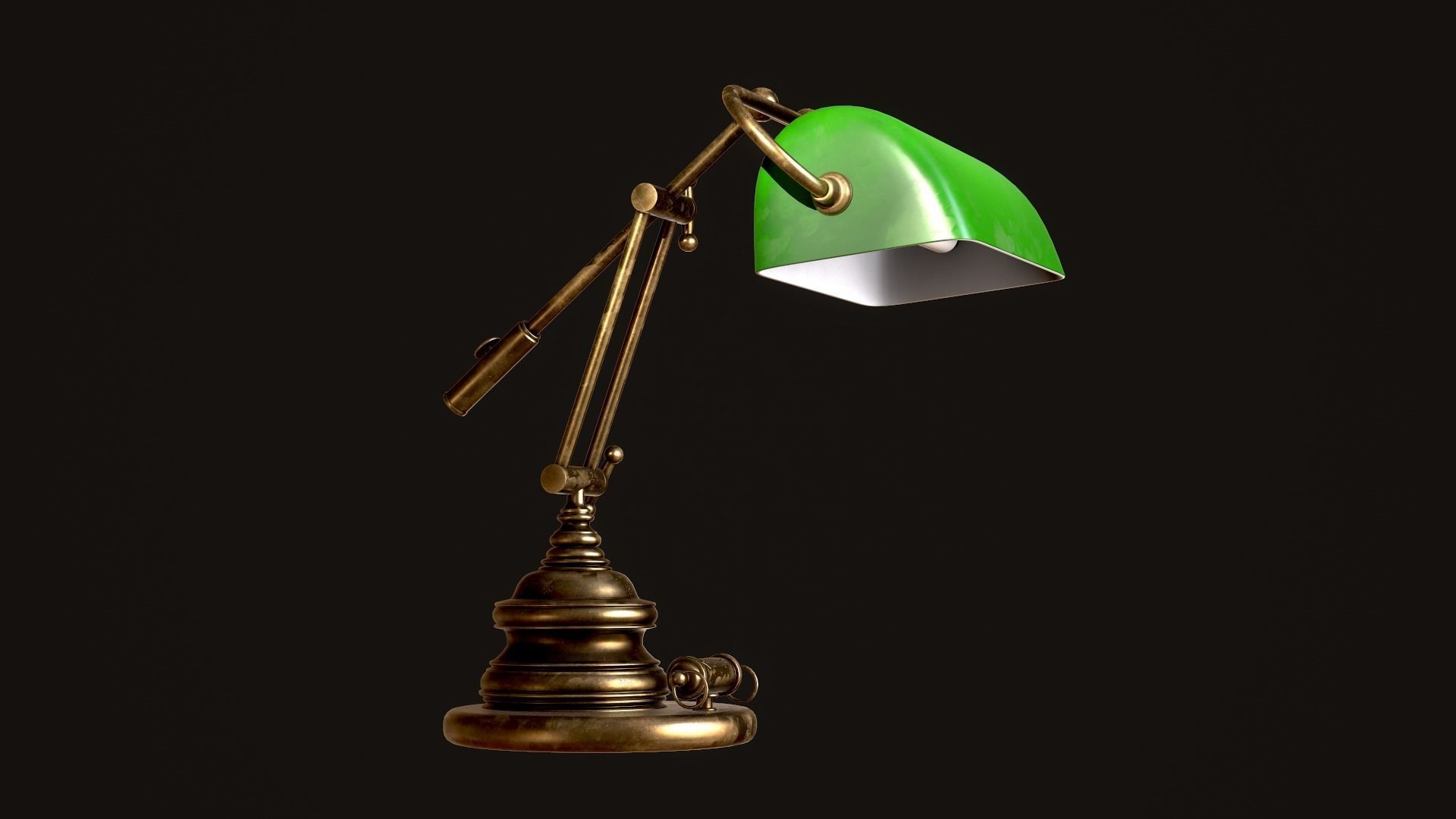 Classic Green Table Banker Lamp Low-poly 3D model_42