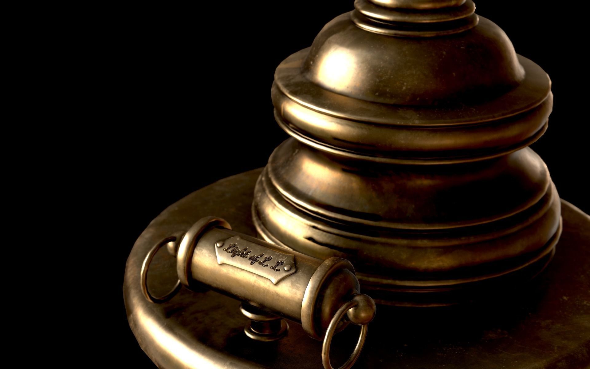 Classic Green Table Banker Lamp Low-poly 3D model_17