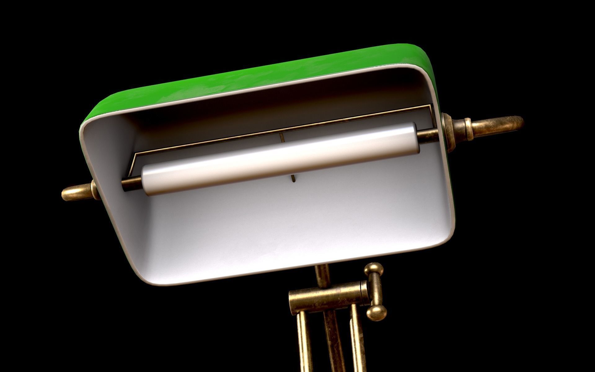 Classic Green Table Banker Lamp Low-poly 3D model_22