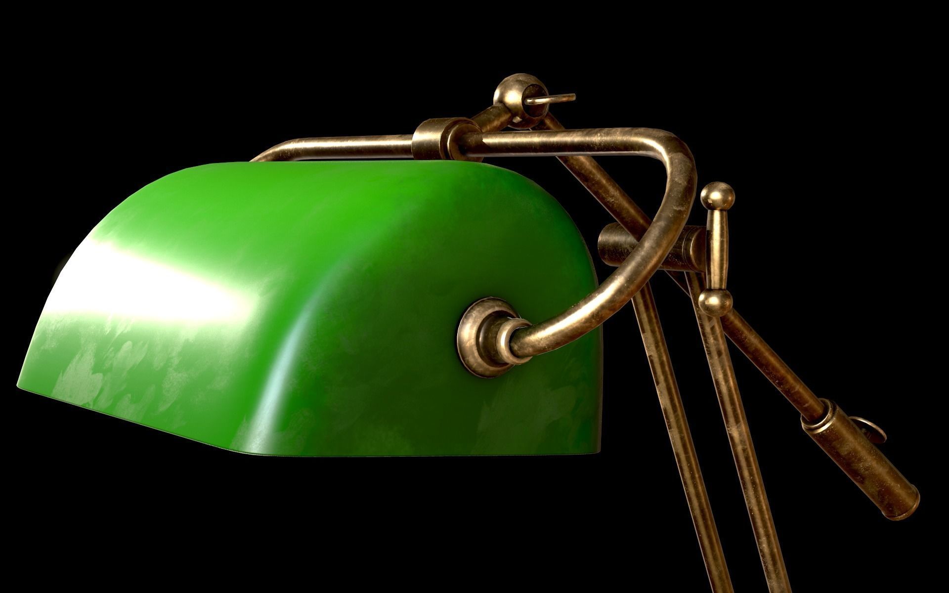 Classic Green Table Banker Lamp Low-poly 3D model_31