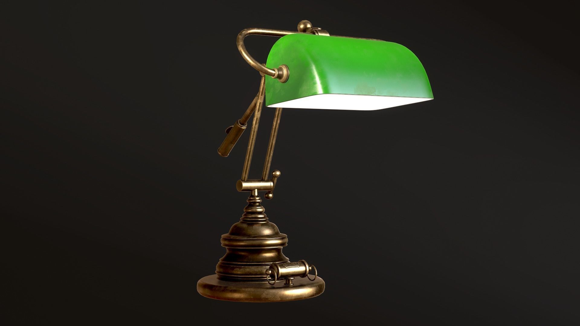Classic Green Table Banker Lamp Low-poly 3D model_57