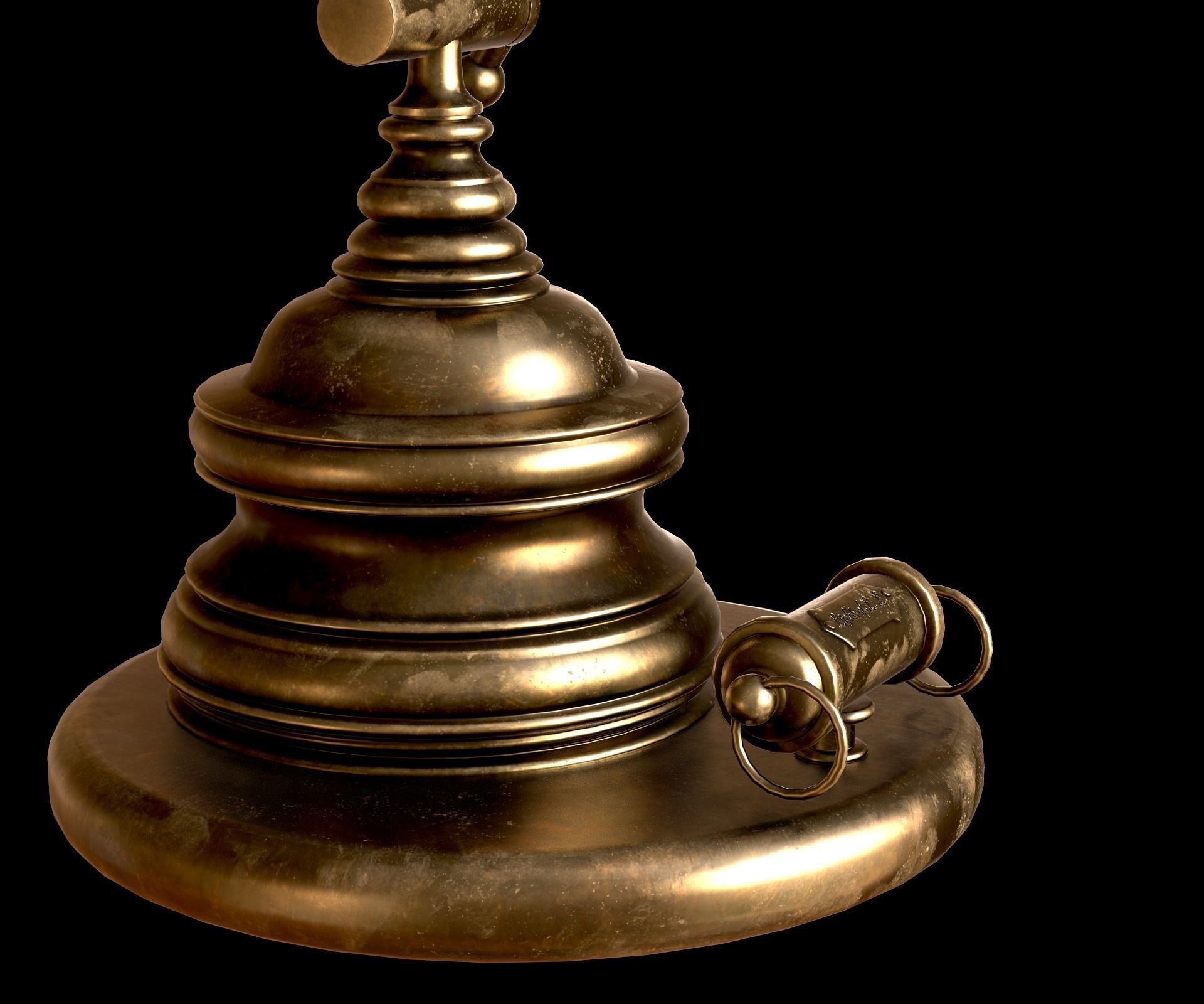 Classic Green Table Banker Lamp Low-poly 3D model_7