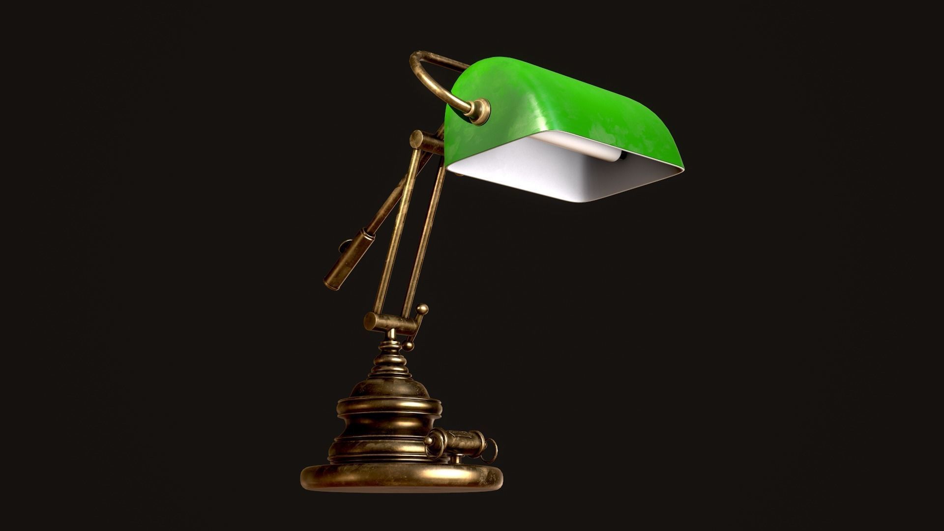 Classic Green Table Banker Lamp Low-poly 3D model_41