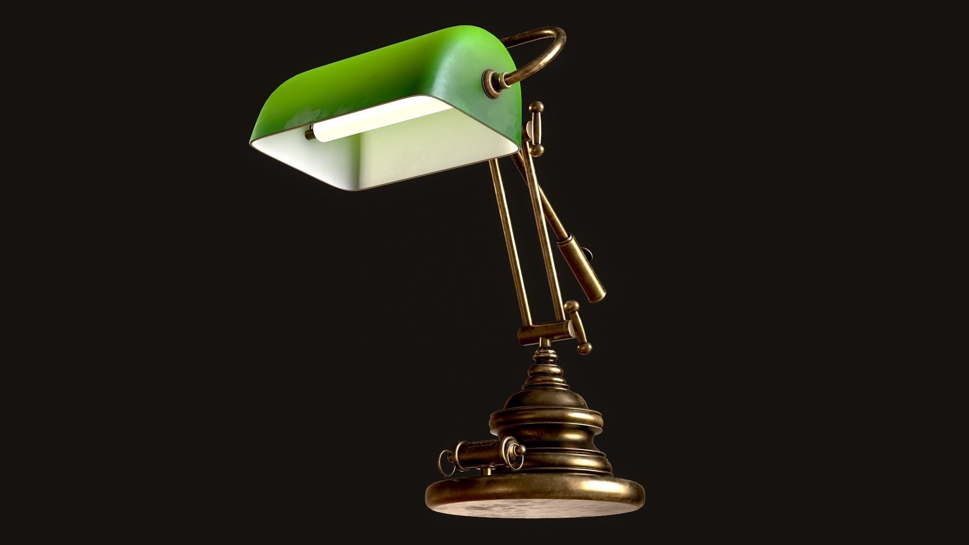 Classic Green Table Banker Lamp Low-poly 3D model_46