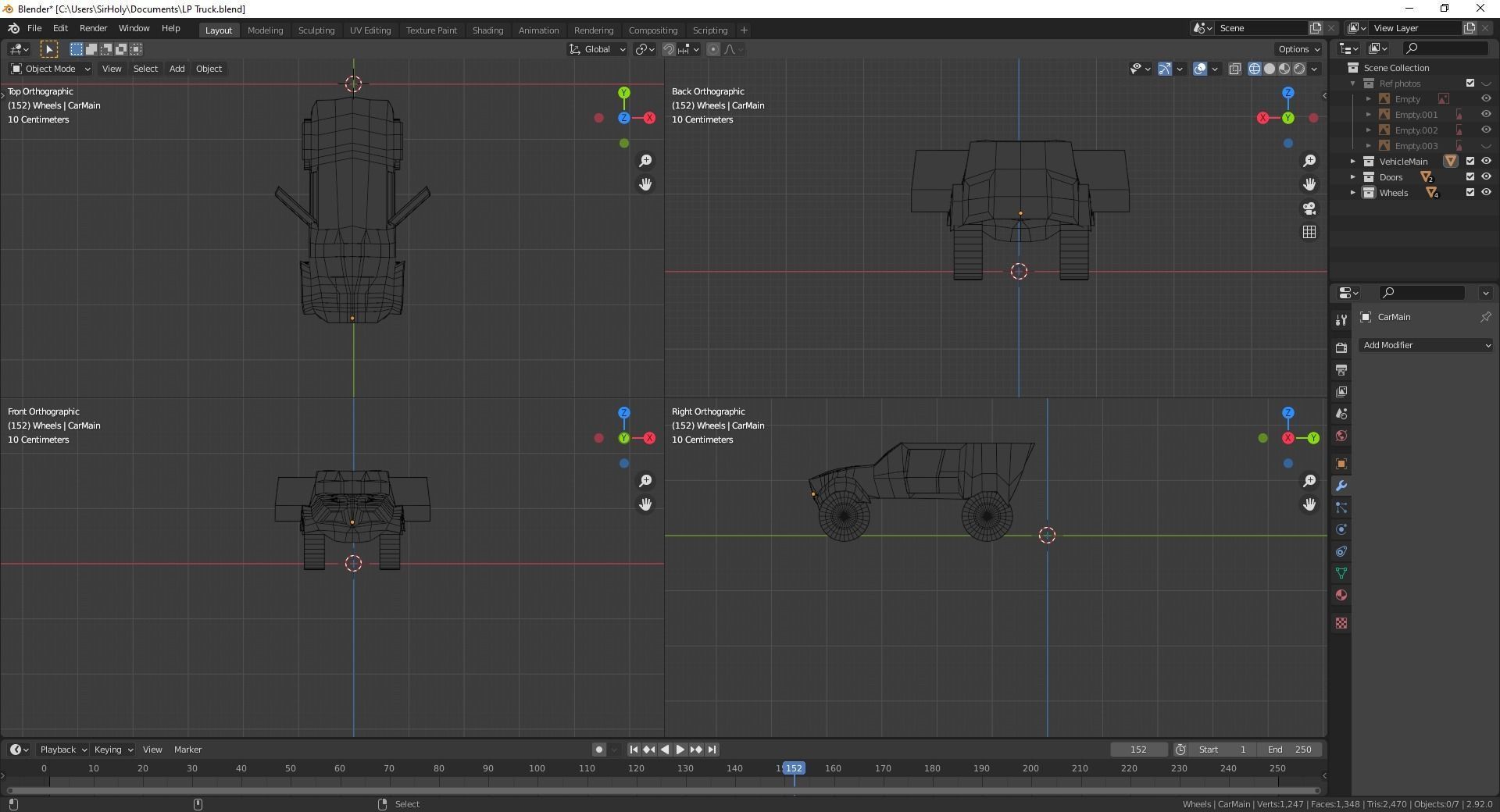 LowPoly Truck car in animation program Low-poly 3D model_2