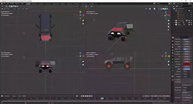 LowPoly Truck car in animation program