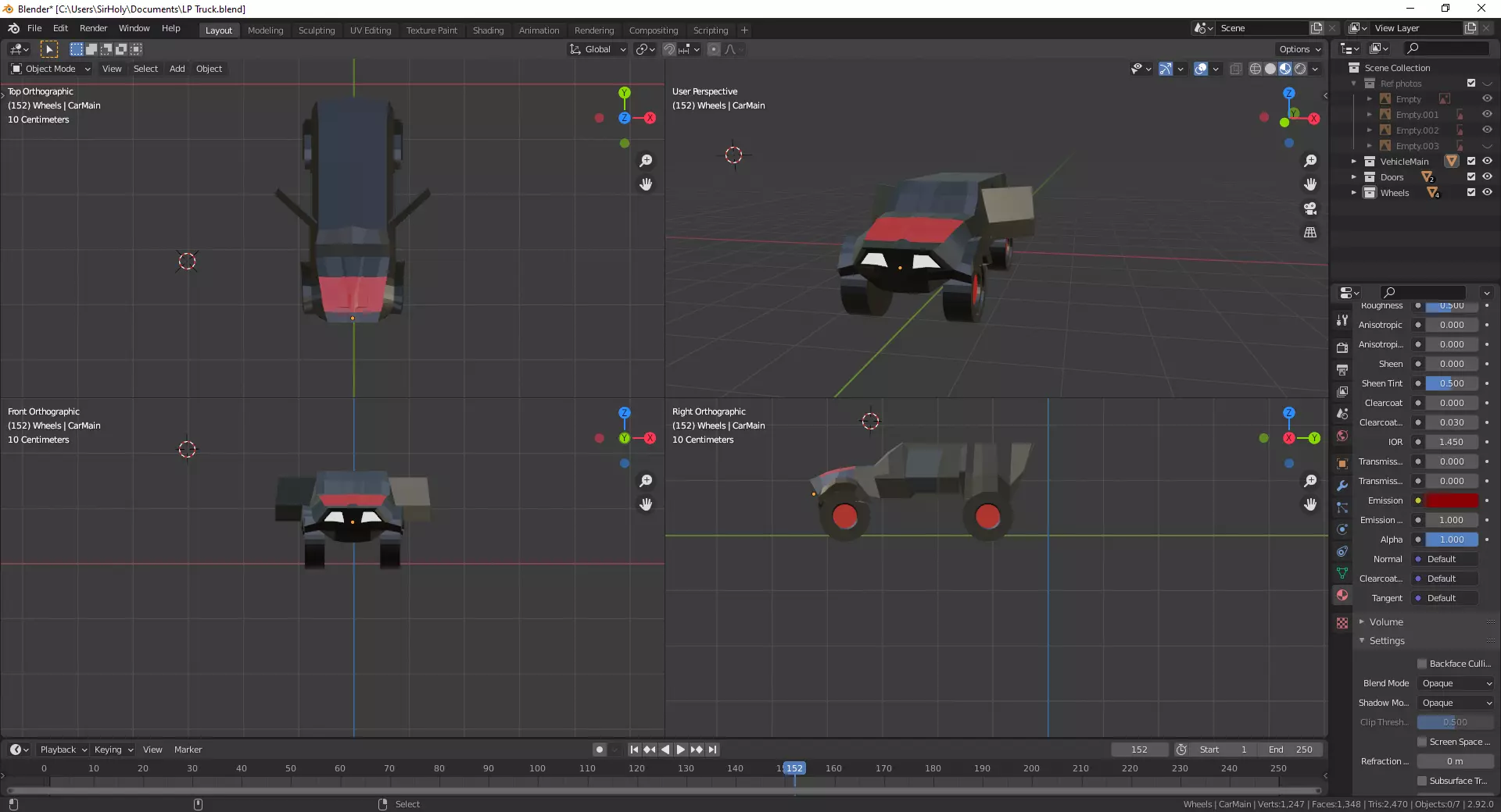 LowPoly Truck car in animation program Low-poly 3D model_0