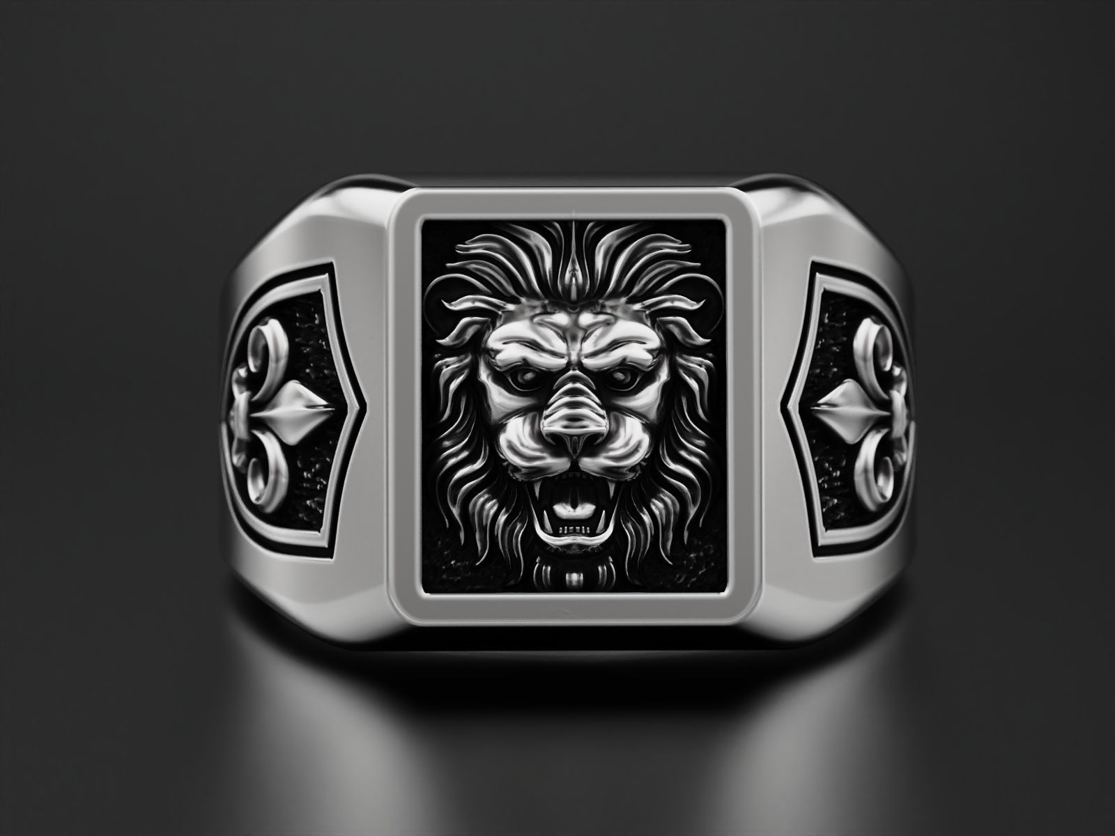 Ring Lion and heraldic lilies 3D print model_8