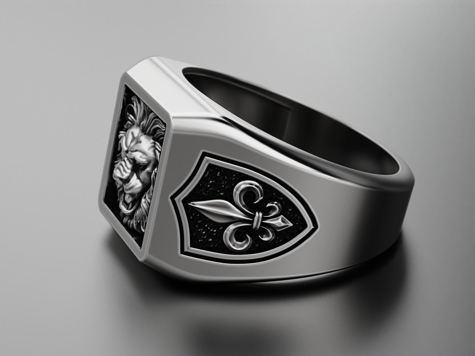 Ring Lion and heraldic lilies 3D print model_14