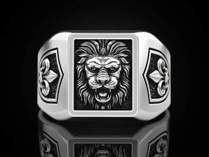 Ring Lion and heraldic lilies 3D print model